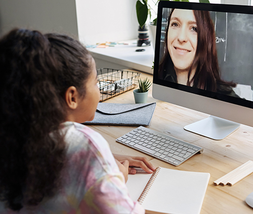 Middle school student taking an online class image