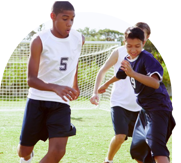 Students playing soccer